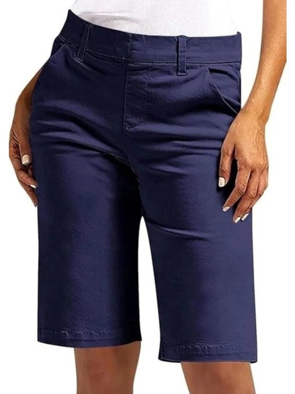 NWT Matty M Women's XL Navy Chino Shorts 97% Cotton 3% Spandex J1976